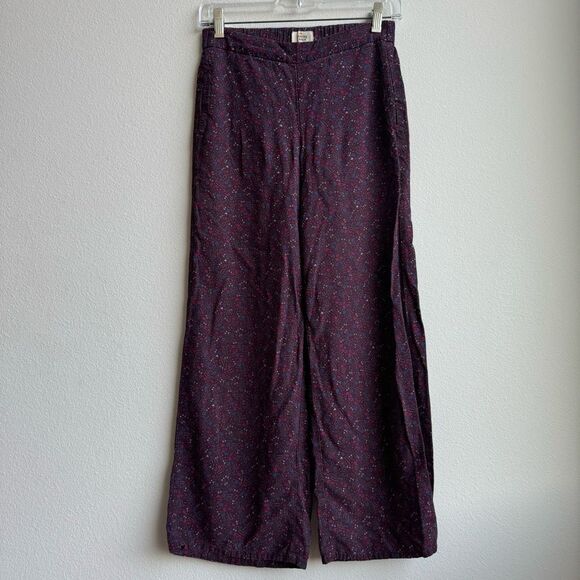 Marine Layer Pants Women Size XS Kiley Elastic Waist Pockets Ditsy Floral Purple - Picture 2 of 6